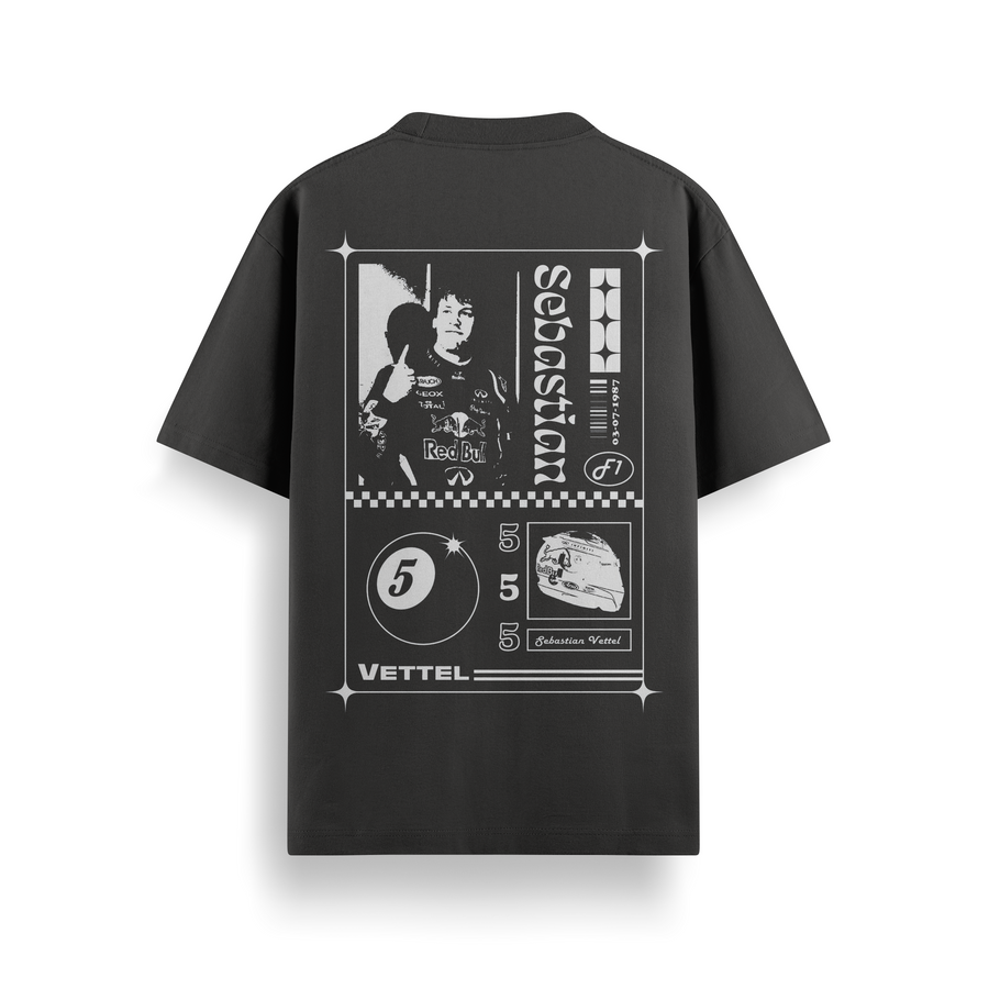 Vettel Retro Era Black Oversized 240 GSM Tee