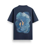 Koi in Waves Oversized 240 GSM Tee
