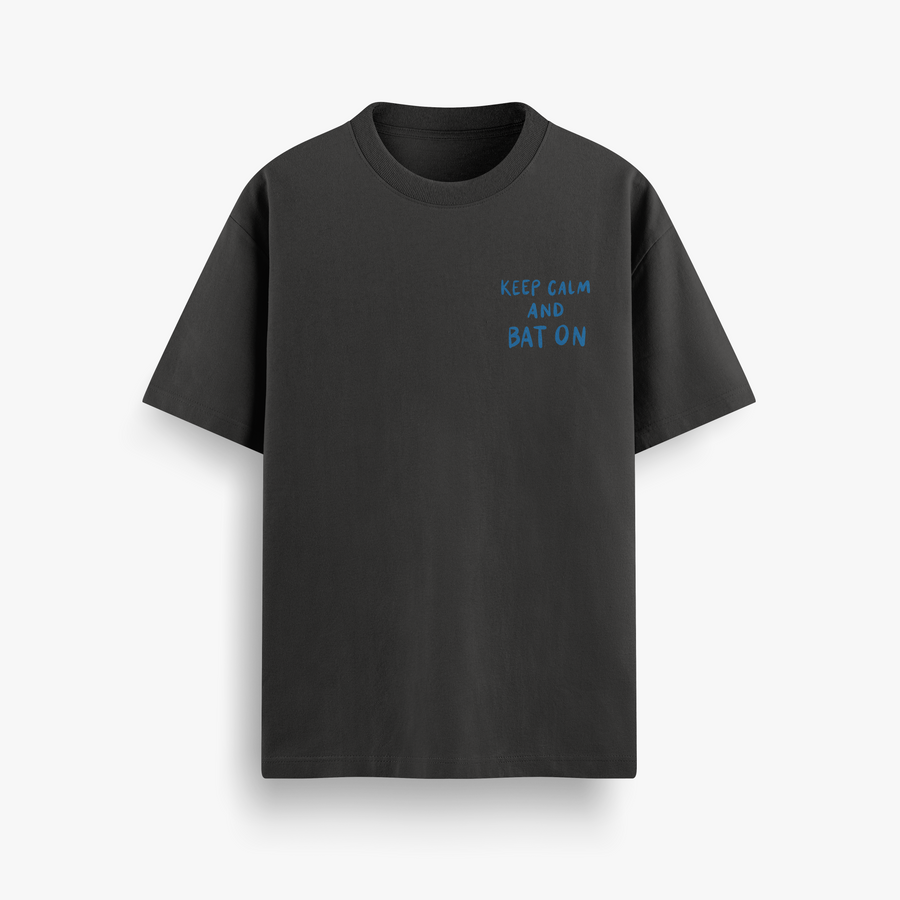 Bleed In Blue 240 GSM Black Oversized Tee