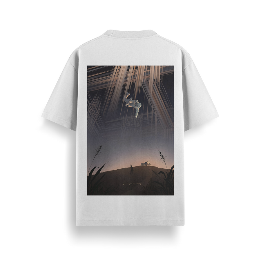 Interstellar Descent Oversized White 240 GSM Tee
