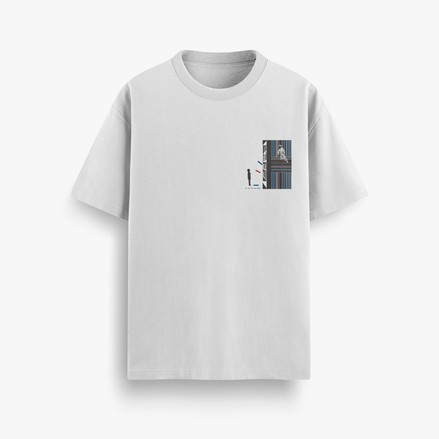 Interstellar Descent Oversized White 240 GSM Tee