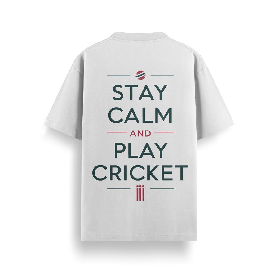 Stay Calm & Play Cricket 240 GSM Oversized Tee