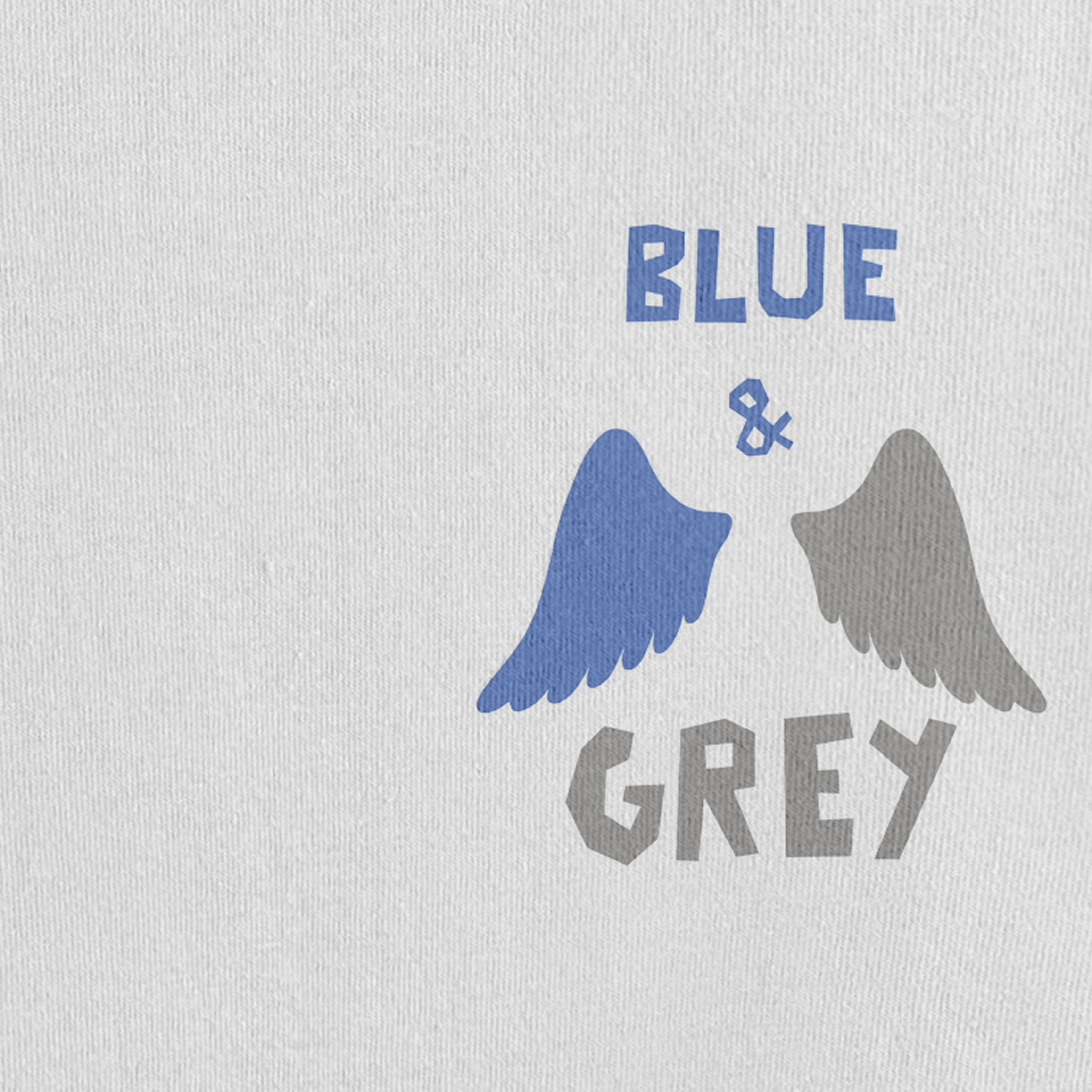 Blue & Grey Print White Oversized 240 GSM Tee