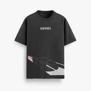 Ferrari Outline Black Oversized 240 GSM Tee