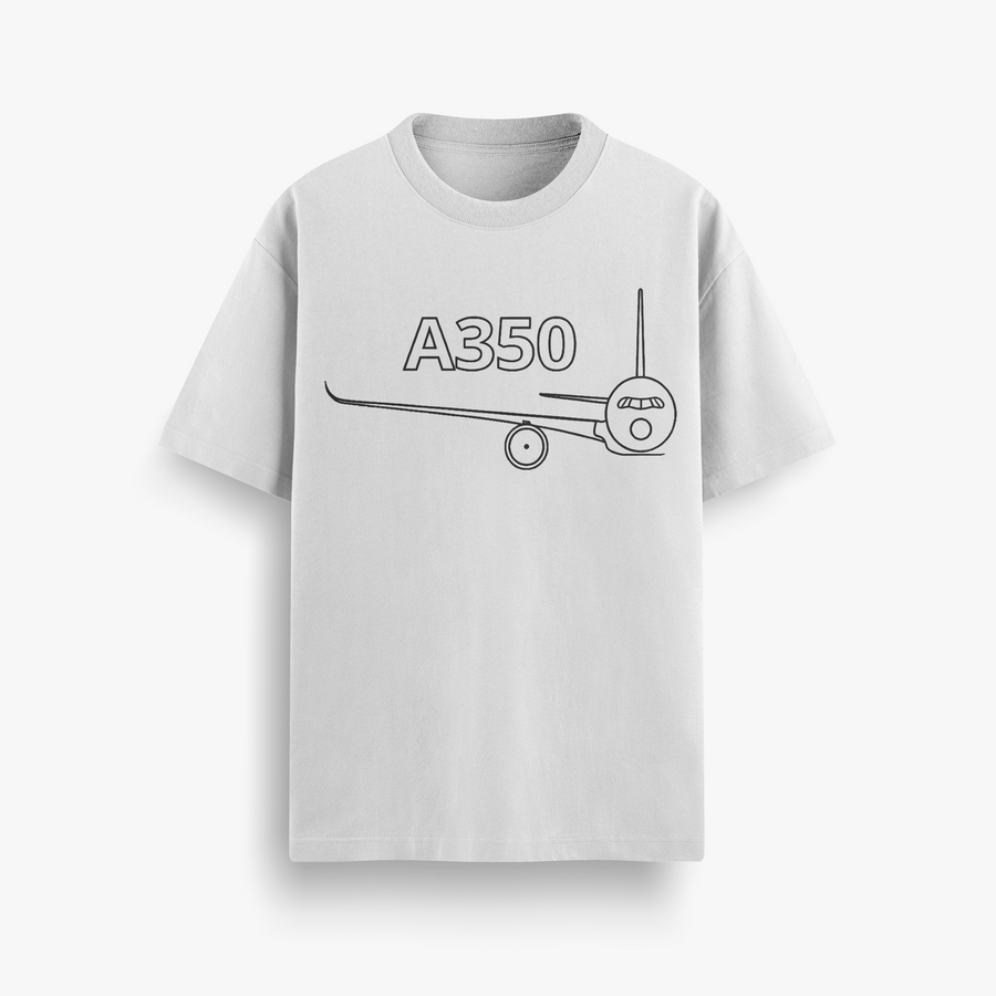 Airbus A350 Sketch Off White Oversized 240 GSM Tee