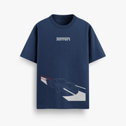 Ferrari Outline Navy Oversized 240 GSM Tee