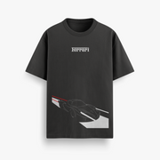 Ferrari Outline Black Oversized 240 GSM Tee