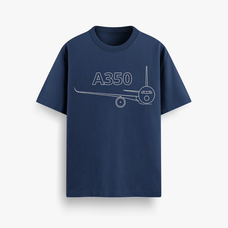 Airbus A350 Sketch Navy Oversized 240 GSM Tee