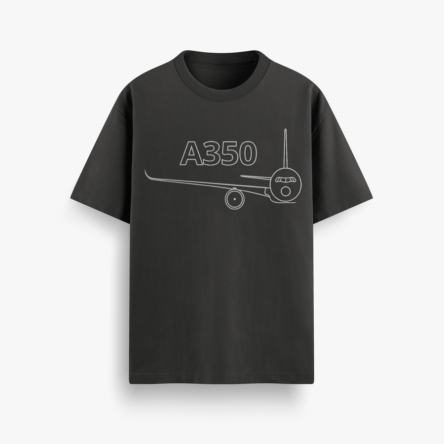 Airbus A350 Sketch Black Oversized 240 GSM Tee