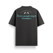 Pretty People Watch F1 Black Oversized 240 GSM Tee