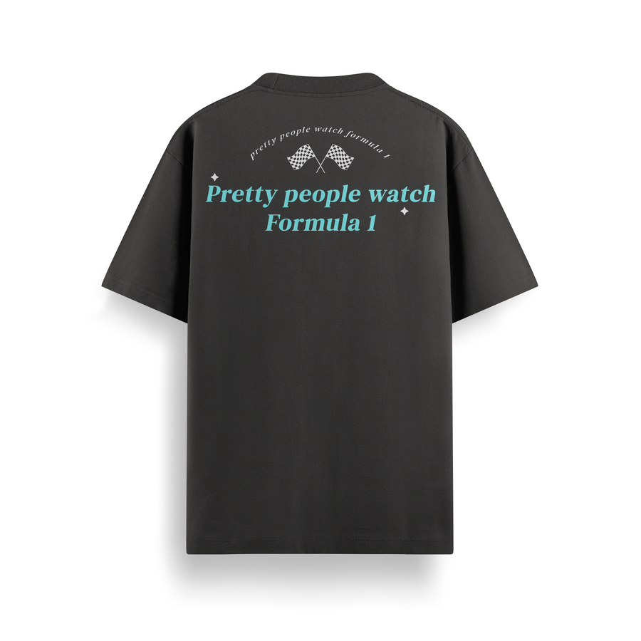 Pretty People Watch F1 Black Oversized 240 GSM Tee