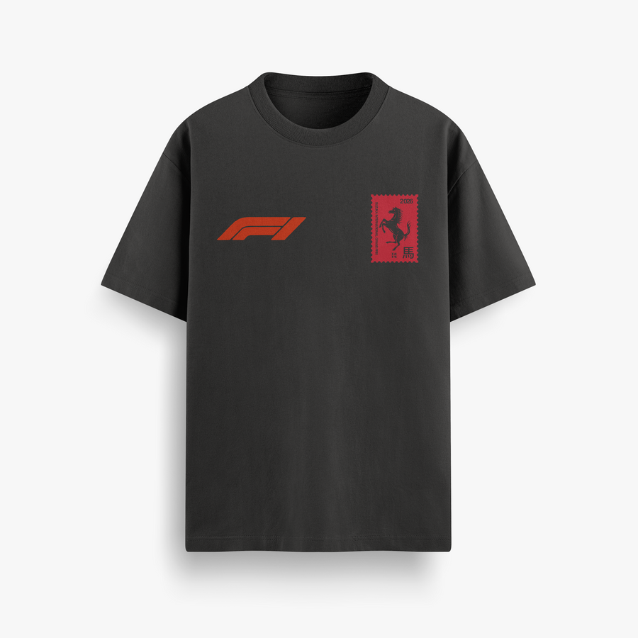 Lewis Hamilton Ferrari Black Oversized 240 GSM Tee