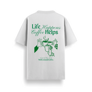 Coffee Helps Off White Oversized 240 GSM Tee