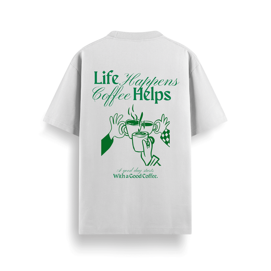 Coffee Helps Off White Oversized 240 GSM Tee