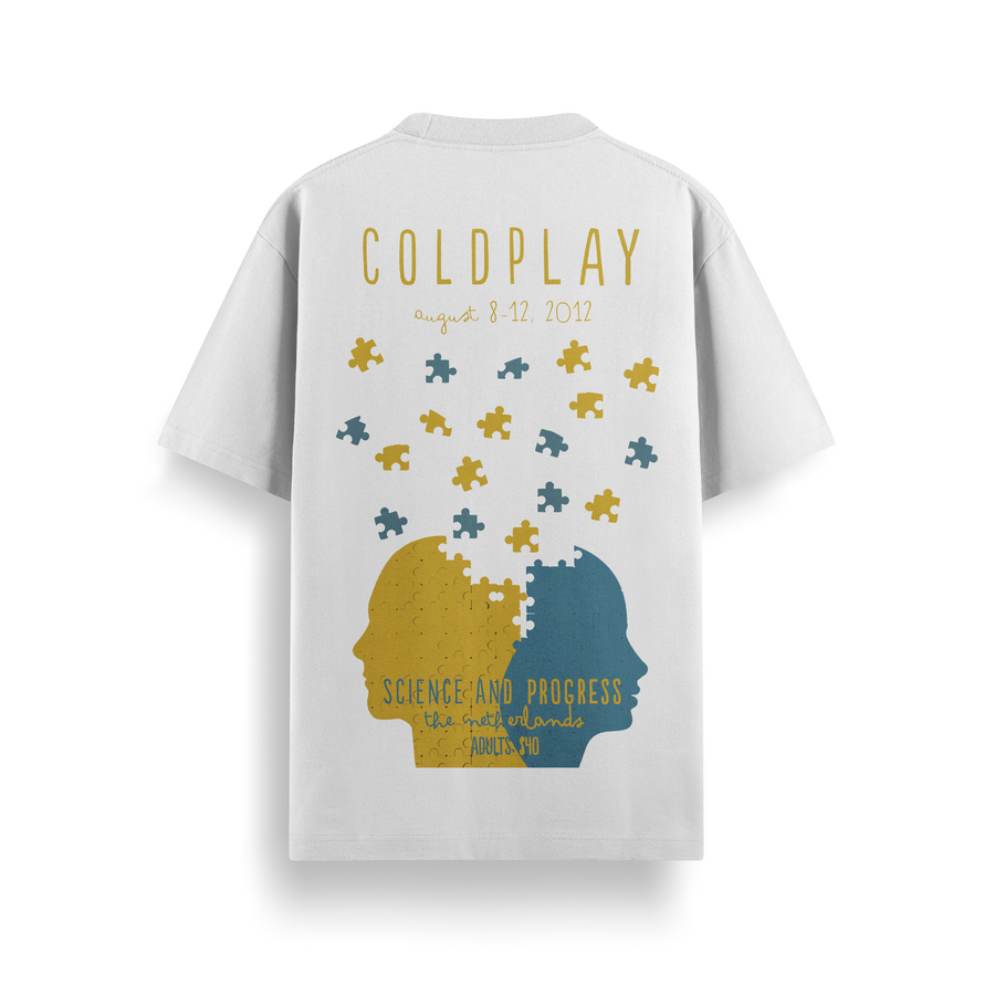Coldplay Science & Progress Off-White Oversized 240 GSM Tee