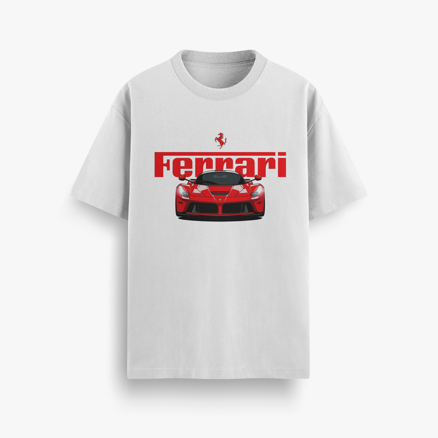 LaFerrari Rossa White Oversized 240 GSM Tee