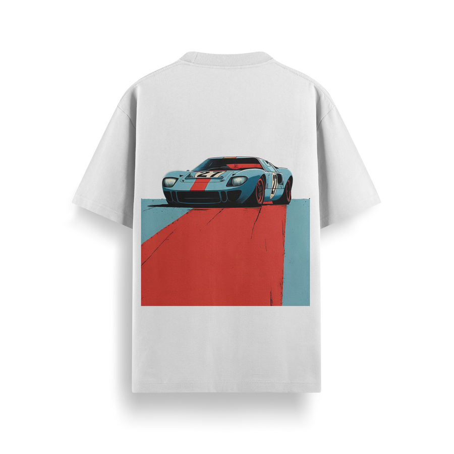 GT40 Gulf Track White Oversized 240 GSM Tee