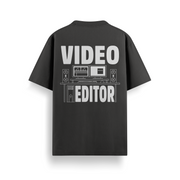 Video Editor Black Oversized 240 GSM Tee