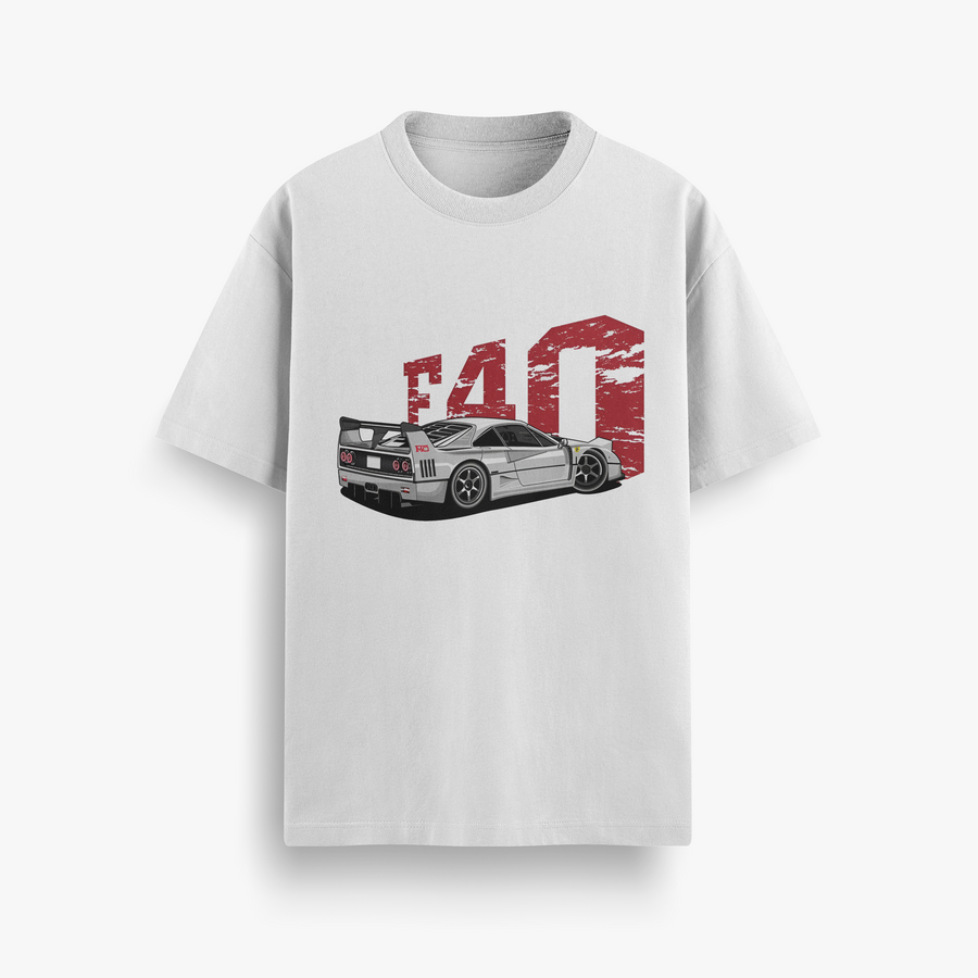 F40 Legacy White Oversized 240 GSM Tee