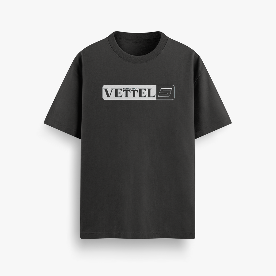Vettel Retro Era Black Oversized 240 GSM Tee