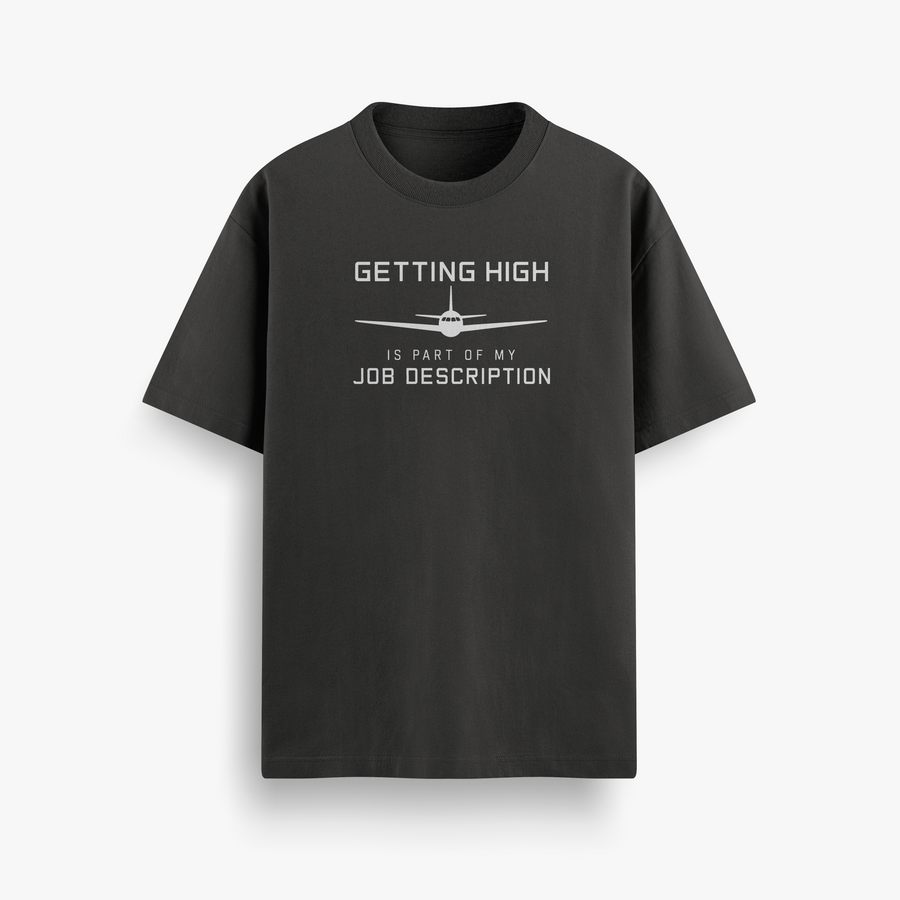 Getting High Job Description Black Oversized 240 GSM Tee