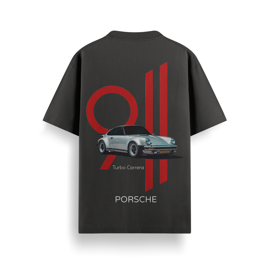 911 Turbo Legacy Black Oversized 240 GSM Tee