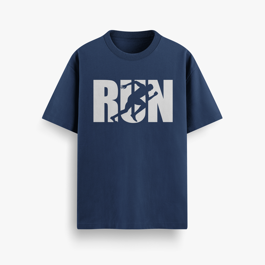 Goal Oriented Run Navy Oversized 240 GSM Tee