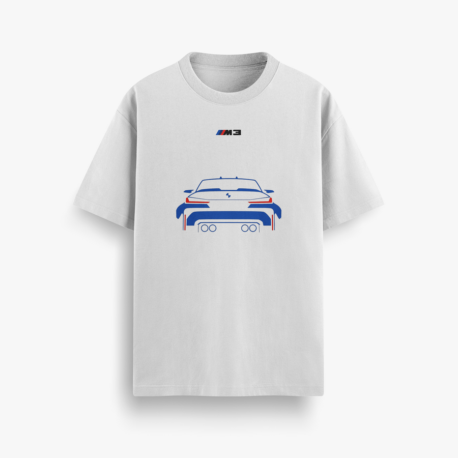 M3 Rear Blue White Oversized 240 GSM Tee