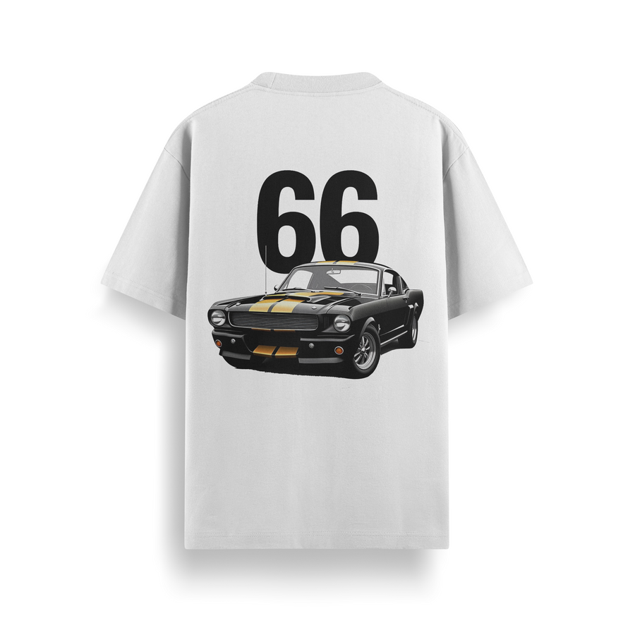 Mustang GT66 White Oversized 240 GSM Tee