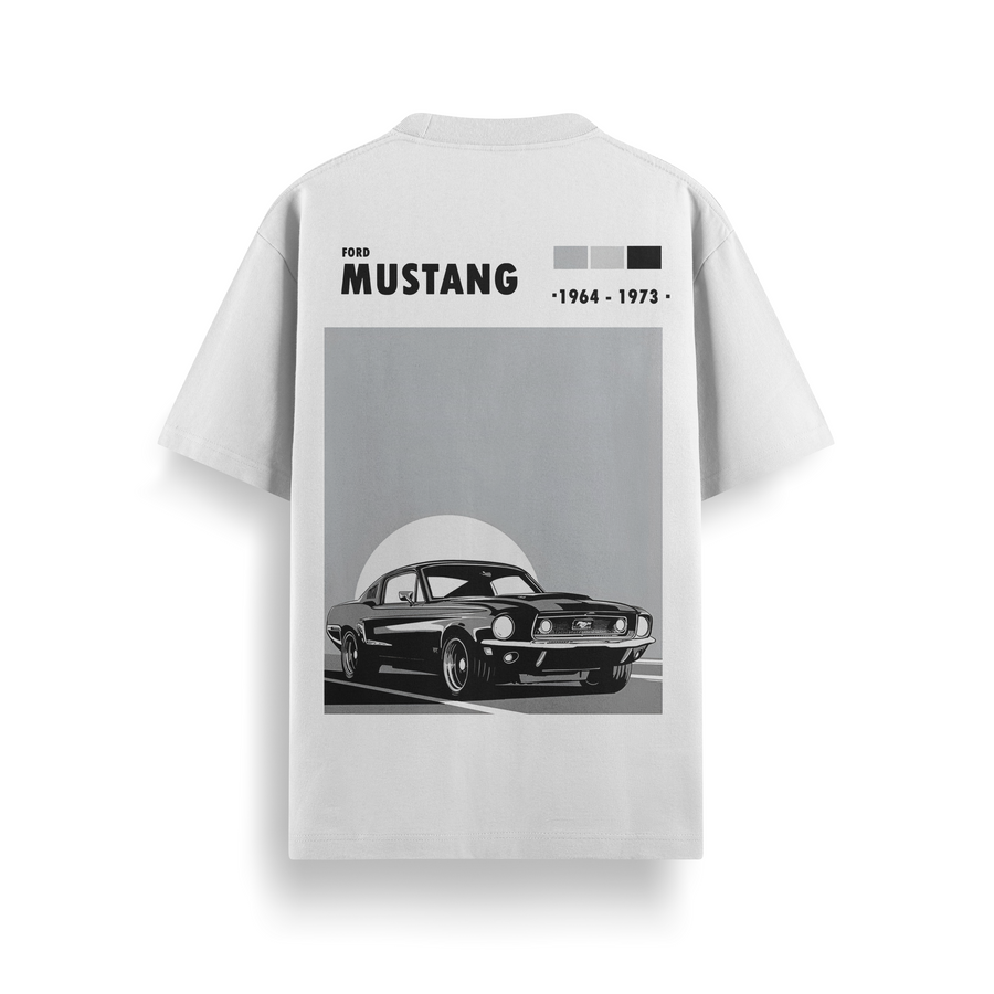 Mustang 1964 Heritage White Oversized 240 GSM Tee