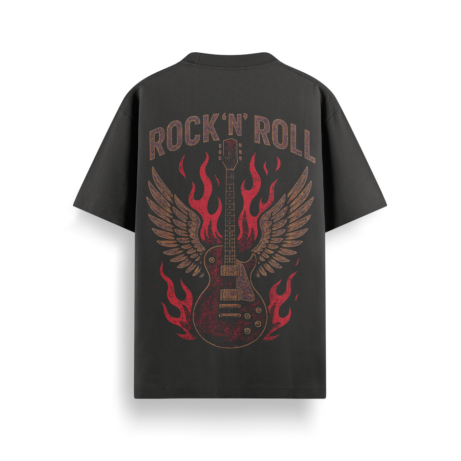 Rock N Roll Black Oversized 240 GSM Tee