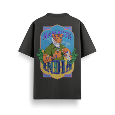 Namaste India Black Oversized 240 GSM Tee