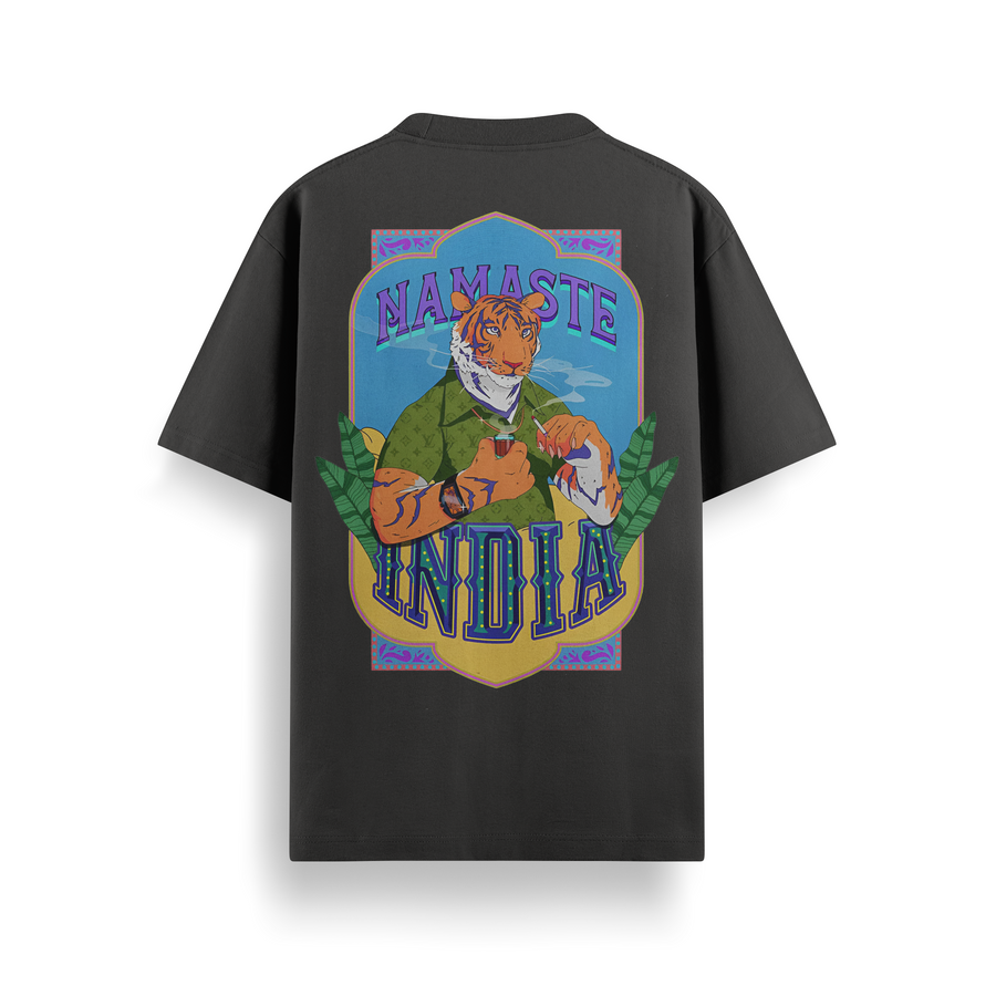 Namaste India Black Oversized 240 GSM Tee