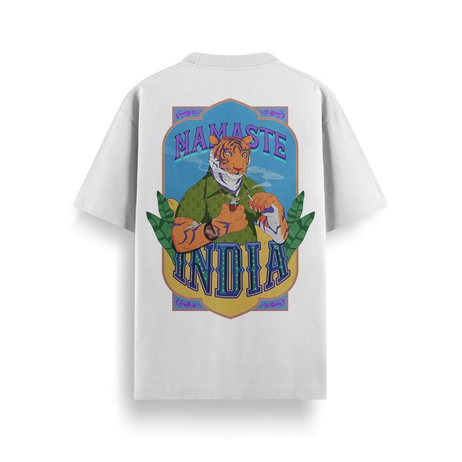 Namaste India Off White Oversized 240 GSM Tee