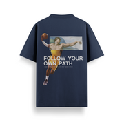 Follow Your Path Navy Oversized 240 GSM Tee