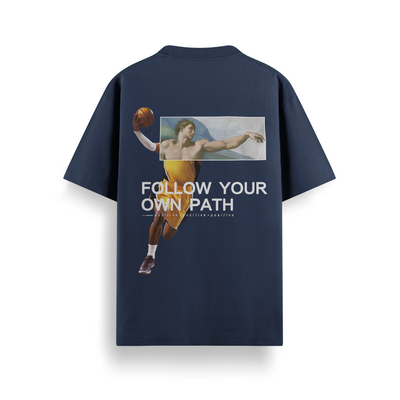 Follow Your Path Navy Oversized 240 GSM Tee