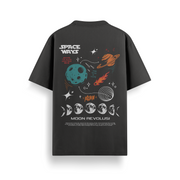 Space Ways Black Oversized 240 GSM Tee