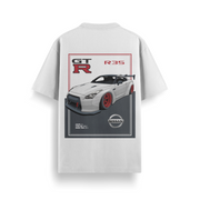 GT-R R35 Poster White Oversized 240 GSM Tee