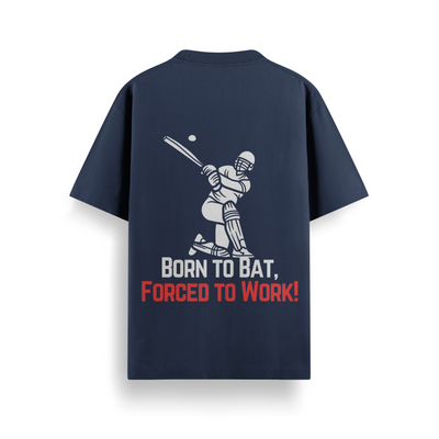 Born To Bat Navy Oversized 240 GSM Tee