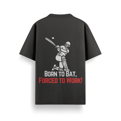 Born To Bat Black Oversized 240 GSM Tee