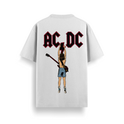 ACDC Live Wire Off White Oversized 240 GSM Tee
