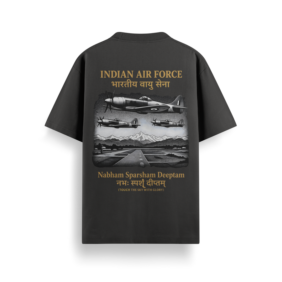 (Custom Name) Nabham Sparsham Deeptam Black Oversized 240 GSM Tee