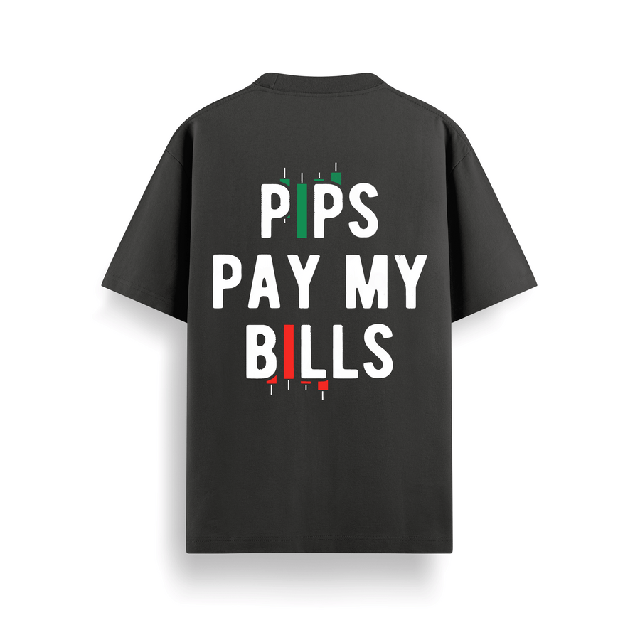 Pips Pay Bills Black Oversized 240 GSM Tee