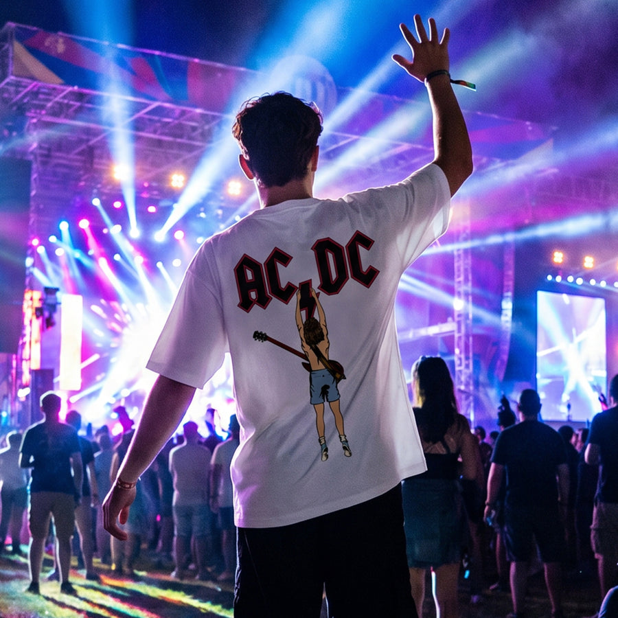 ACDC Live Wire Off-White Oversized 240 GSM Tee