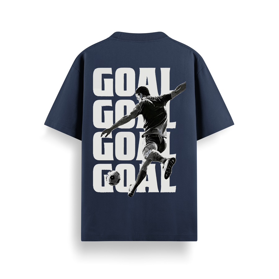 Goal Goal Goal Navy Oversized 240 GSM Tee