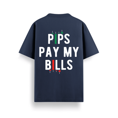 Pips Pay Bills Navy Oversized 240 GSM Tee