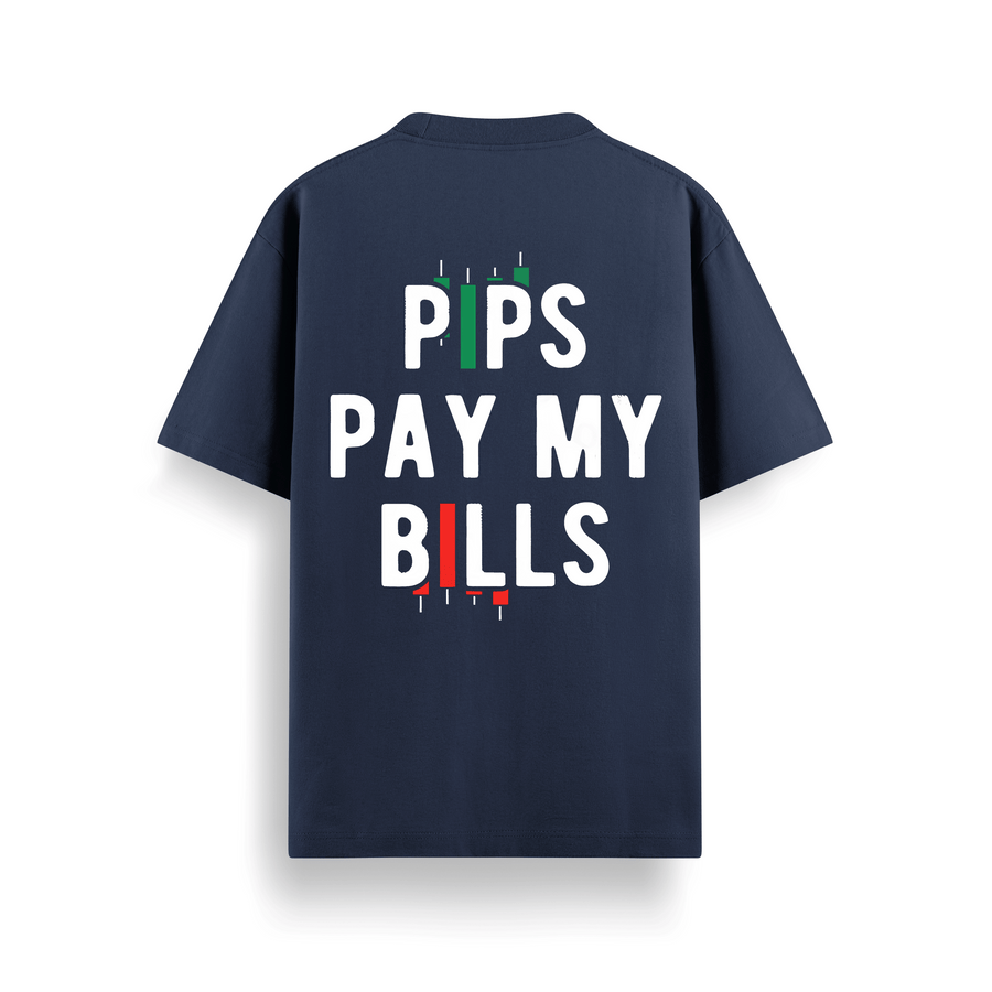 Pips Pay Bills Navy Oversized 240 GSM Tee