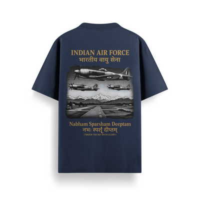 (Custom Name) Nabham Sparsham Deeptam Navy Oversized 240 GSM Tee