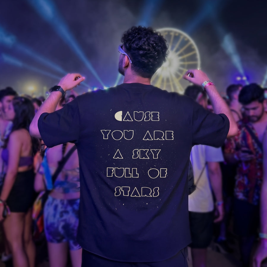 Sky Full Of Stars Black Oversized 240 GSM Tee
