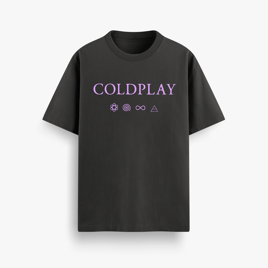 Coldplay Symbols Black Oversized 240 GSM Tee